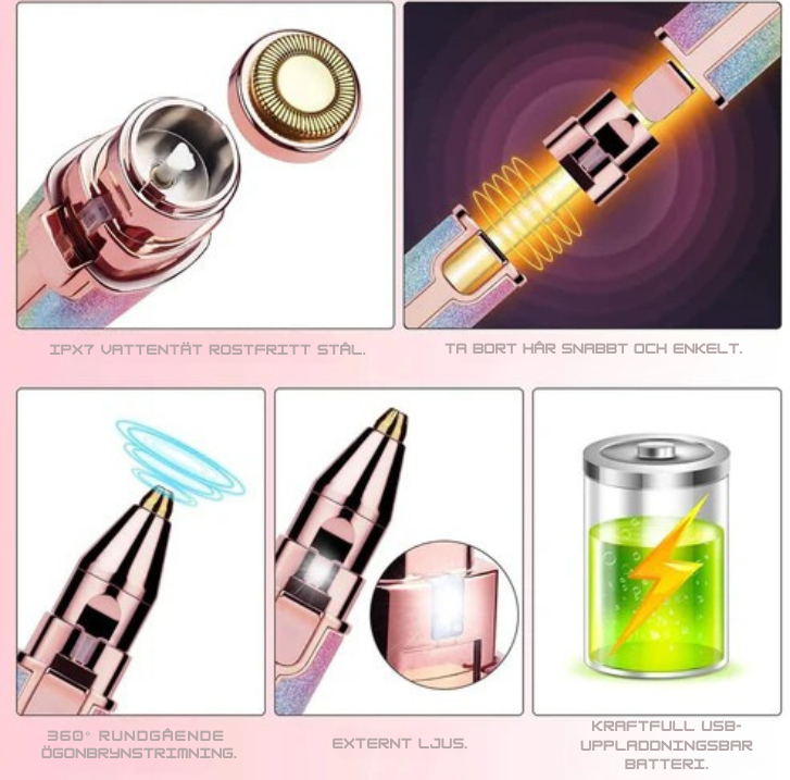 Glowshave - Premium Trådlös Ansiktstrimmer 2-i-1 LED