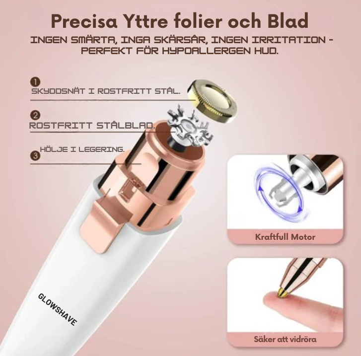 Glowshave - Premium Trådlös Ansiktstrimmer 2-i-1 LED